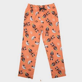 Men's Naruto Knit Fictitious Character Printed Pajama Pants - Orange