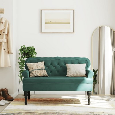 vidaXL Bench with Backrest Dark Green 47 in.x25.4 in.x29.5 in. Velvet