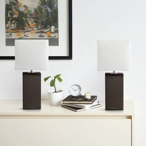 Lalia Home Lexington 21" Leather Base Table Lamps with Fabric Shade - 1 of 4