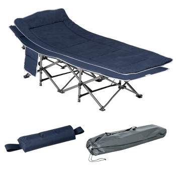Outsunny Folding Camping Cot Adults, Double Layer Heavy Duty Sleeping Cots with Carry Bag, Portable Outdoor Lightweight Cot Bed