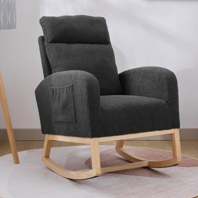 NicBex Accent Rocking Chair,Upholstered Nursery Glider Rocker with Side Pocket,Comfy Armchair with High Back for Living Room,Bedroom,Nursery