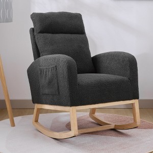 NicBex Accent Rocking Chair,Upholstered Nursery Glider Rocker with Side Pocket,Comfy Armchair with High Back for Living Room,Bedroom,Nursery - 1 of 4