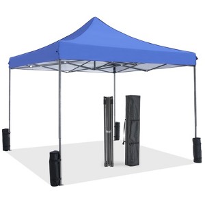 10 x 10Ft Pop Up Canopy Tent Easy Setup Outdoor Shade Instant Portable Sun Shelter Canopy Tent for Parties Camping Beach - 1 of 4