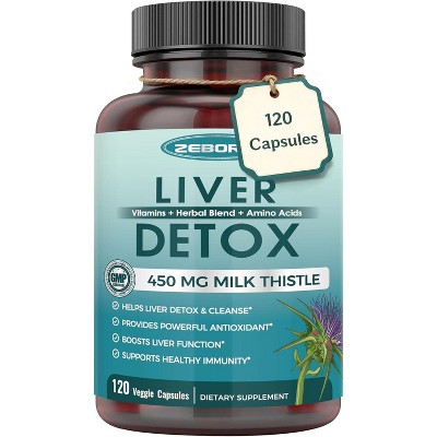 ZEBORA Milk Thistle 450 mg - 80% Silymarin for Liver Cleanse Detox & Repair Liver Supplement - 120 Veggie Capsules