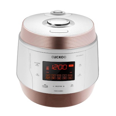 Cuckoo Q5 Premium 8-in-1 (Pressure, Slow, Rice Cooker, Steamer, Warmer, Yogurt, Soup Maker) Multicooker Steel Q50 Non-Stick Coating, White & Gold