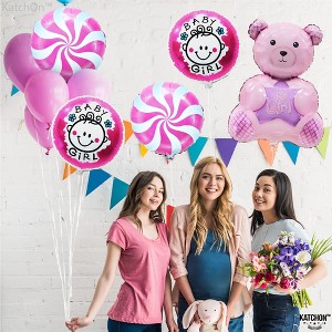 Katchon, Teddy Bear Baby Shower Balloons - 30 Inch, Pack of 5 | Its a Girl Balloons - 1 of 4