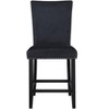 HomeRoots 25" Black Wood and Velvet Counter Height Bar Chair - 4 of 4