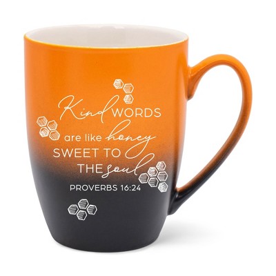 Elanze Designs Kind Words Are Like Honey Sweet To The Soul Two Toned Ombre Matte Orange and Black 12 ounce Ceramic Stoneware Coffee Cup Mug