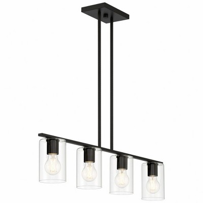 Matte Black Glass LED Globe Island Pendant Light