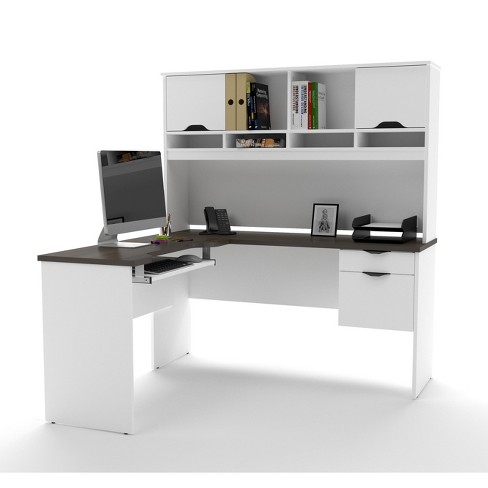 Innova L Shaped Desk White Antigua Brown Bestar Target