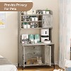 Large Cat Litter Box Enclosure Furniture with 3 Open Shelves and Storage Cabinet, Farmhouse Cat House Washroom - 3 of 4