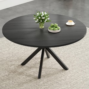 Lirago 47" Rectangular Wood Dining Table for 4-6 People Modern Kitchen Table with Sturdy Metal Frame Easy Assembly Black - 1 of 4