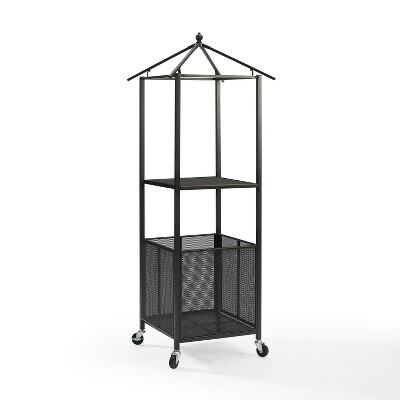 Gray Metal Poolside Towel Valet with Wheels