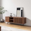 POVISON Mid-Century Modern TV Stand, Louvered Wood Entertainment Center with Slatted Doors, Open Storage,62.99" - 2 of 4