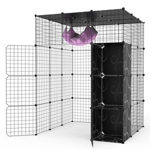 iMountek "4 Tier Cat Playpen Cage with Storage Shelves Cat Hammock Flexible Installation For 1-4Cats Exercise Rest Play" Black - 1 of 1