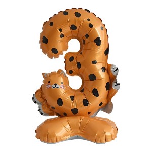 Unique Bargains Standing Animal Print Number Balloon Foil Decoration for Party Colorful - 1 of 4