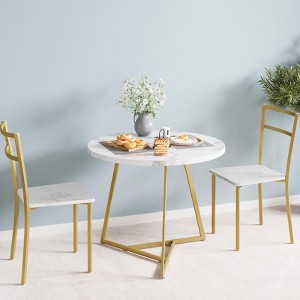 Dining Table Set for 2, Tabletop with Strong Metal Frame and Chairs with Seat & Backrest - 1 of 4