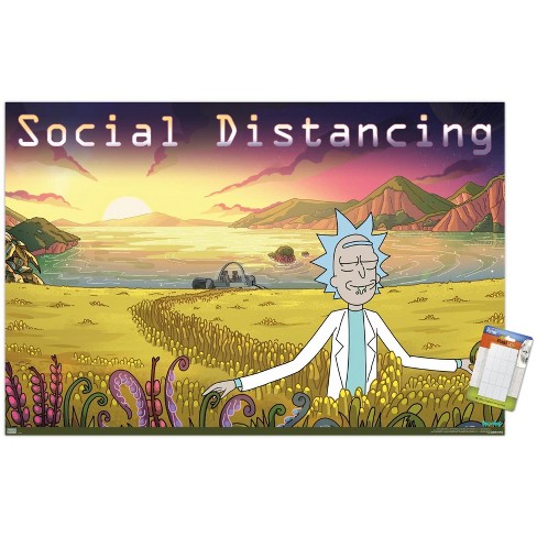 Trends International Rick And Morty - Social Distancing Unframed Wall Poster  Print White Mounts Bundle 22.375 X 34 : Target