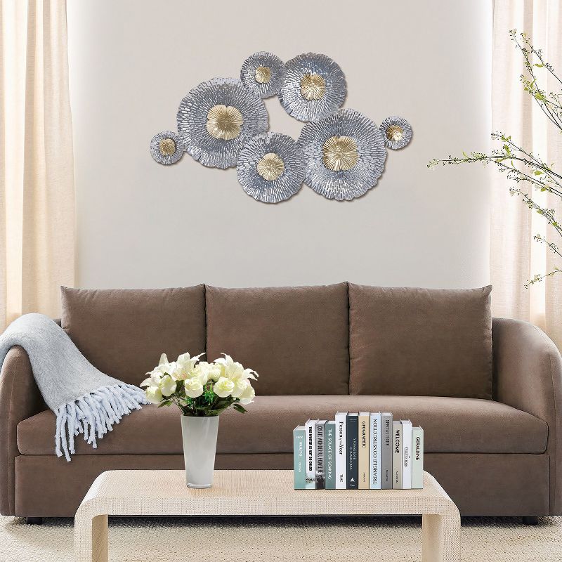LuxenHome Silver and Gold Flowers Metal Wall Decor, 5 of 12
