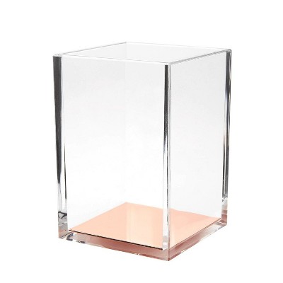 Juvale Acrylic Clear Makeup Brush Pencil Pen Holder Cup Desk Organizer, 3.1 x 4.5 x 3.1