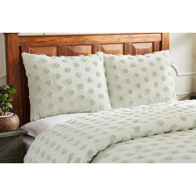 Sage Cotton King Comforter Set with Polka Dot Design