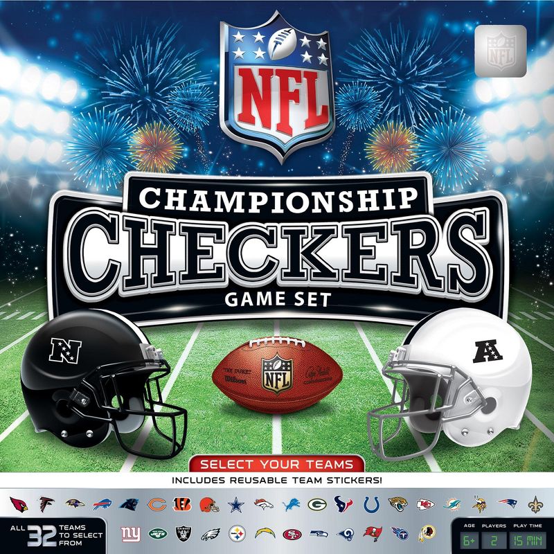 MasterPieces Officially licensed NFL League-NFL Checkers Board Game for Families and Kids ages 6 and Up, 1 of 7