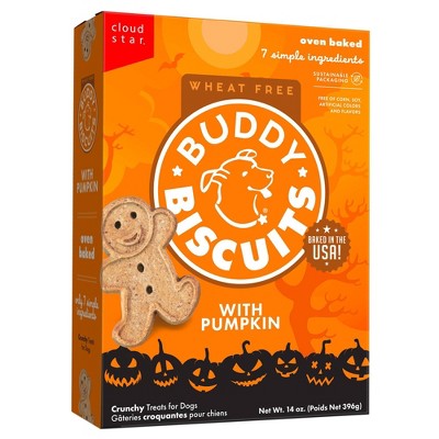 Buddy Biscuits Halloween Pumpkin Flavor Crunchy Grain Free Dog Treats - 14oz