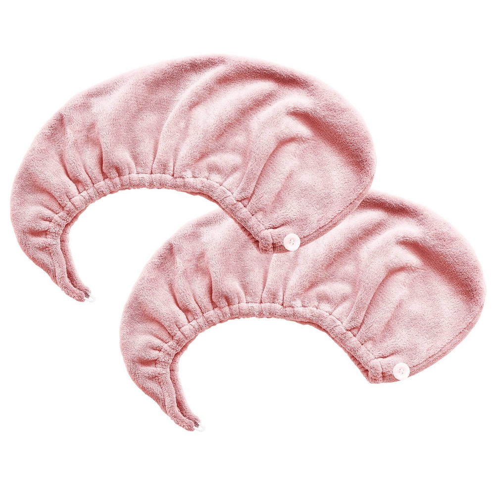 Photos - Towel MICRODRY 2pk Ultra Absorbent Quick Drying Hair /Hair Turban Pink