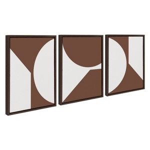 Kate and Laurel Sylvie Minimal Max Mod Set Brown Framed Canvas by The Creative Bunch Studio, 3 Piece 18x24, Walnut Brown - 1 of 4