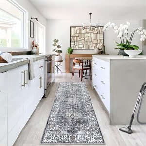 Area Rug Machine Washable Rug Vintage Medallion Indoor Accent Rug Traditional Floral Print Rug for Living Room Bedroom - 1 of 4