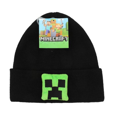 Minecraft Plush Creeper Patch Youth Black Cuff Beanie - image 5