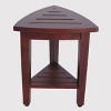 DecoTeak® SnazzyCorner® 15" Teak Wood Corner Shower Bench with Shelf in Woodland Brown Finish - 2 of 4