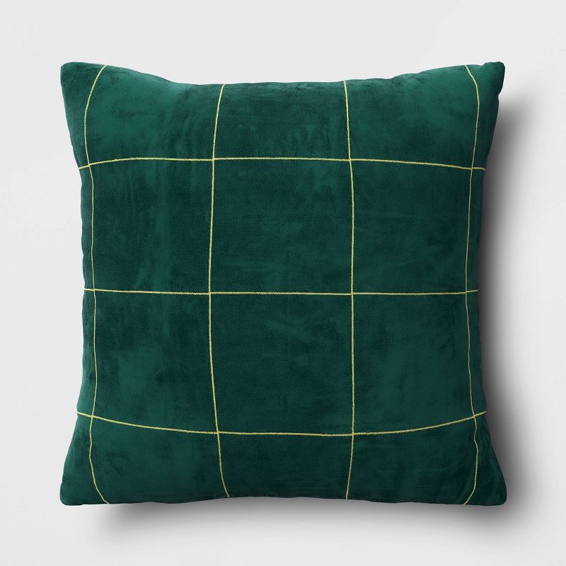 Velvet Windowpane Square Throw Pillow - Threshold™, 1 of 6