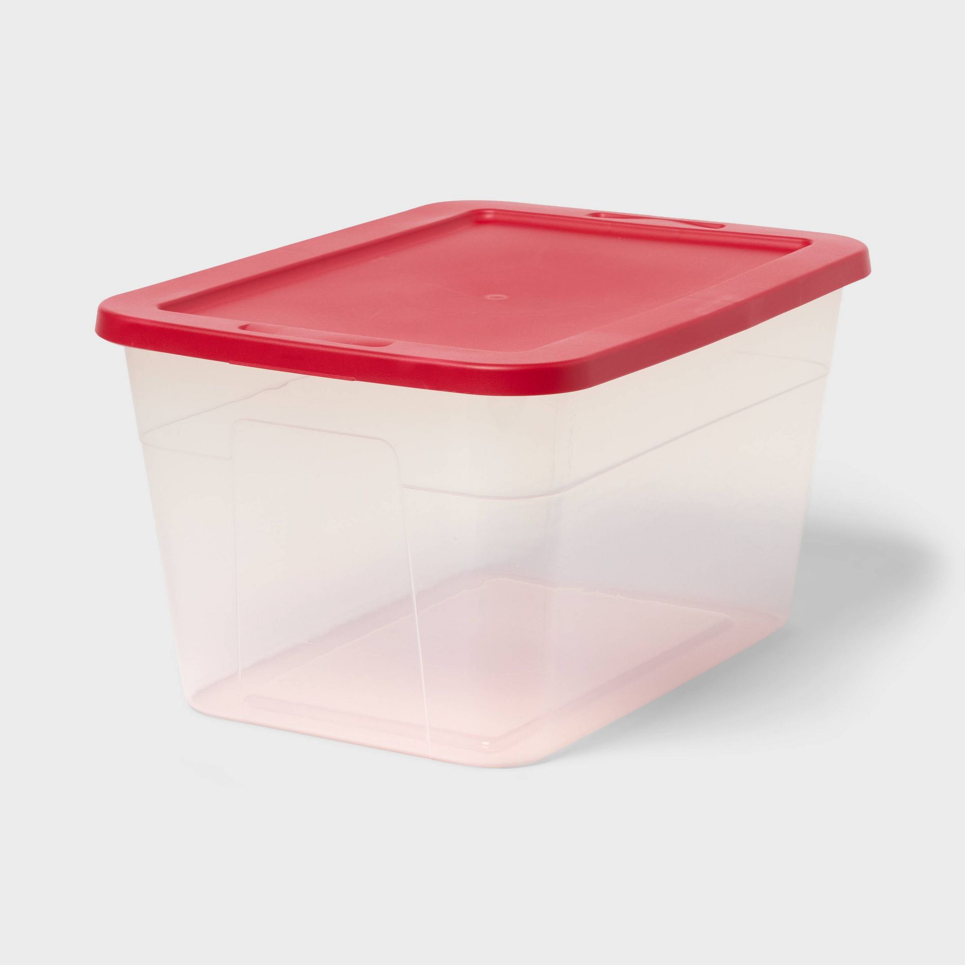 56qt NonLatching Storage Bin Clear Base with Red Lid - Brightroom™