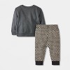 Baby Halloween Checkered Milk Monster French Terry Sweatshirt & Jogger Pants Set - Cat & Jack™ Black - 2 of 4