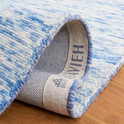 Handmade Blue Wool 3' x 5' Rectangular Area Rug