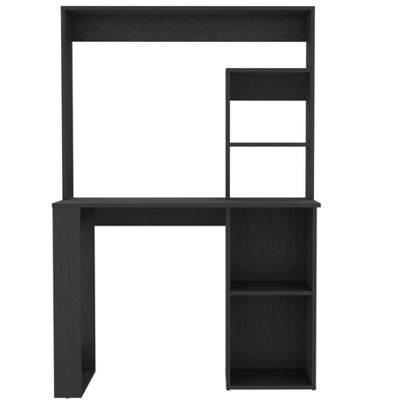 HomeRoots 58" Black Wood Computer Desk With Hutch