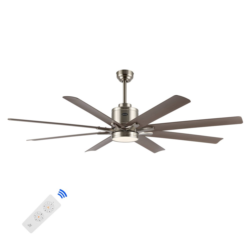Photos - Air Conditioner 66" 1-Light Octo Iron 6-Speed Ceiling Fan with LED Light Nickel/Gray Wood