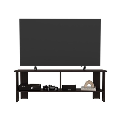 FONTOI Wide TV Stand for TV up to 54" with Storage Shelves, Entertainment Center for Living Room, Dark Walnut, 47.3"*16.6"*12.2"