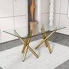 PAGED Round Dining Table Modern Kitchen Table with Glass Tabletop and Metal Legs, 35" Living Room Table for 4/6 Person - 2 of 4
