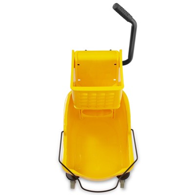 26 Quart Commercial Mop Bucket With Side Press Wringer - Heavy Duty, Black