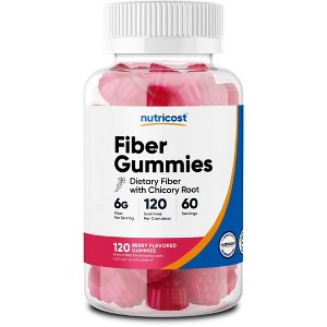 Nutricost Fiber Gummies (Berry Flavored) 120 Gummies - Dietary Fiber Supplement with Chicory Root, 6g per Serving, Vegan, 60 Servings - 1 of 4
