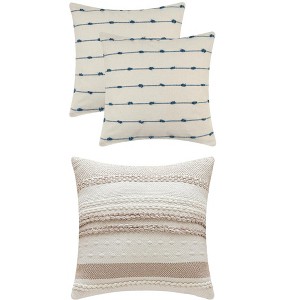 REGALWOVEN 3 Pcs Striped Modern Decorative Throw Pillow Covers Square 18" x 18" - 1 of 4