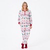 Family Christmas Pajamas All Over Reindeer Print Long-sleeve with Christmas Socks (SGS Certied Safety) Red+White - 2 of 4