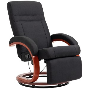 Polyester Manual Swivel Recliner Chair with Footrest, 135¡ã Recline and Wood Base - 1 of 4