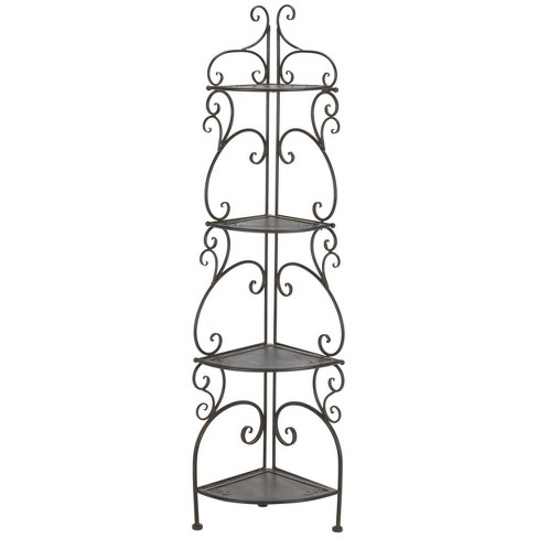 Turuca 4 Tier Corner Indoor And Outdoor Shelf - Anitique Black ...