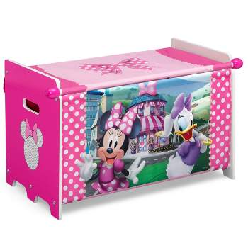 Delta Children Minnie Mouse Toy Box with Retractable Fabric Top - Pink