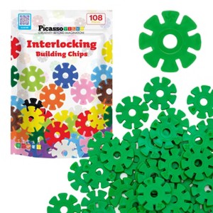 PICASSO-TILES 108 PC Green Interlocking Plastic Disc, Building Chip Blocks Toy Set for Toddlers, Boys & Girls 3+ - 1 of 4