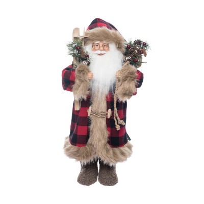 Season's Designs 18" Plaid Woodland Santa With Ski'S