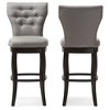 Baxton Studio 29" Leonice Fabric Upholstered Button Tufted Swivel Barstool Gray: Rubberwood Frame, Polyester Upholstery - image 3 of 4